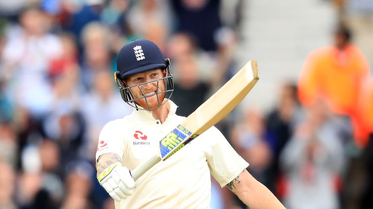 England's Ben Stokes celebrates reaching a century during day two of the 3rd Investec Test match v South Africa at the Kia Oval, London