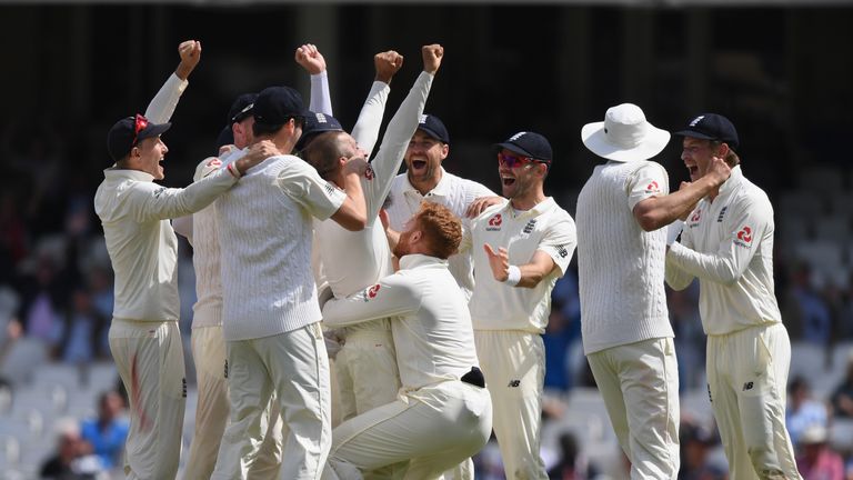 Moeen Ali of England takes the wicket of Morne Morkel of South Africa for his hat-trick during day five of the 3rd Investec Test at The Oval