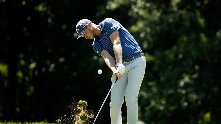 Daniel Berger hits his approach shot on the sixth hole during the third round of the John Deere Classic at TPC Deere Run 