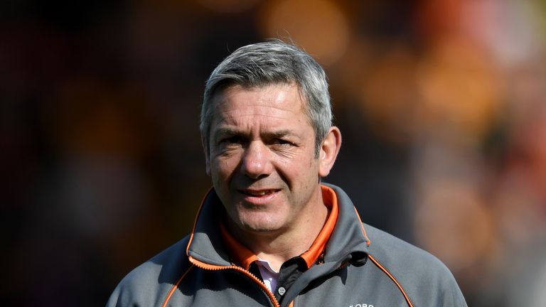 CASTLEFORD, ENGLAND - MARCH 26:  Castleford coach Daryl Powell during the Betfred Super League match between Castleford Tigers and Catalans Dragons at Whel