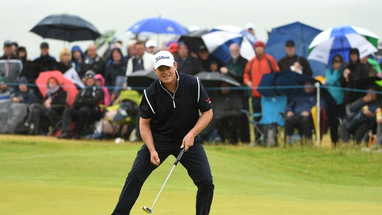 LONDONDERRY, NORTHERN IRELAND - JULY 09:  David Drysdale of Scotland reacts to a putt on the 18th green during the final round of the Dubai Duty Free Irish