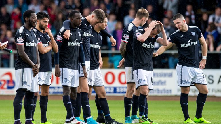 Dundee lost a penalty shoot-out to neighbours United on Sunday