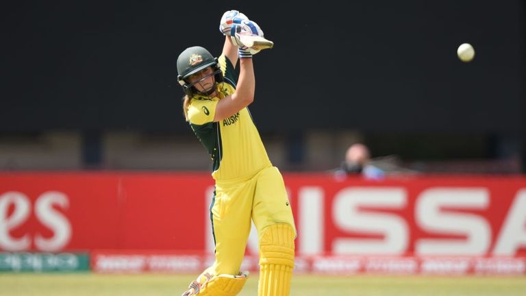 LEICESTER, ENGLAND - JULY 05: Ellyse Perry of Australia his caught while batting during the ICC Women's World Cup 2017 match between Pakistan and Australia