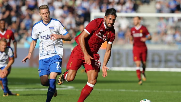 BERLIN, GERMANY - JULY 29:  Emre Can during the pre season friendly match between Hertha BSC and FC Liverpool at Olympiastadion 