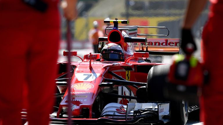 Kimi Raikkonen during practice at the Hungaroring ahead of the Hungarian Grand Prix