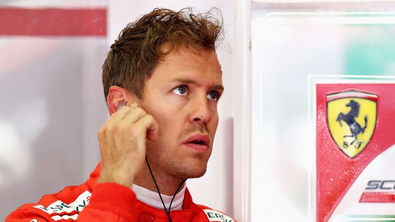 Sebastian Vettel in the Ferrari garage prior to his drive during practice for the Austrian GP