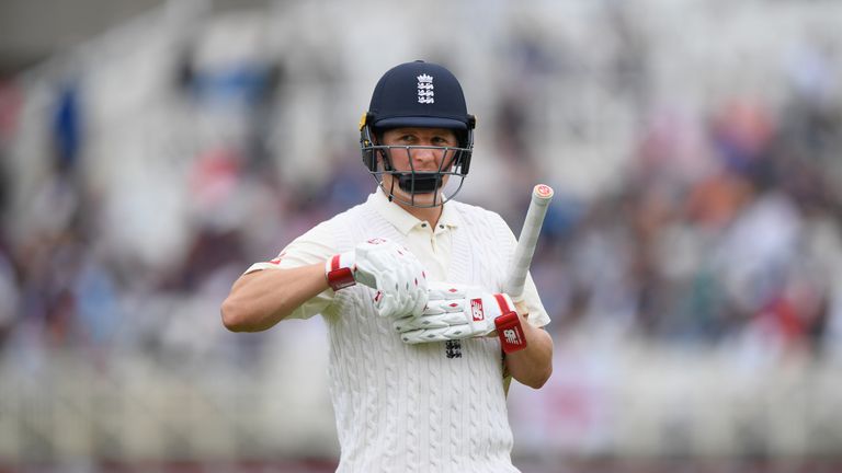 NOTTINGHAM, ENGLAND - JULY 15:  England batsman Gary Ballance eaves the field after being dismissed for 27 runs during day two of the  2nd Investec Test ma