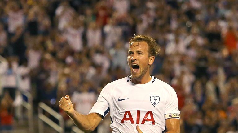 ORLANDO, FL - JULY 22:  Harry Kane #10 of Tottenham Hotspur celebrates after scoring on a penalty kick during the International Champions Cup 2017 match be