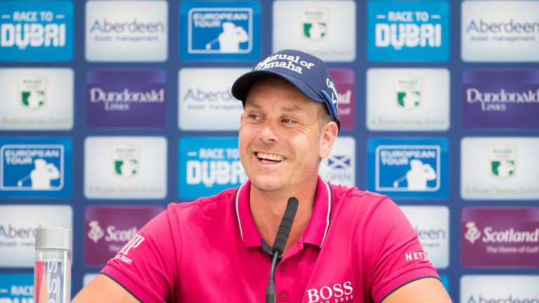 Henrik Stenson speaks to the press ahead of the Scottish Open