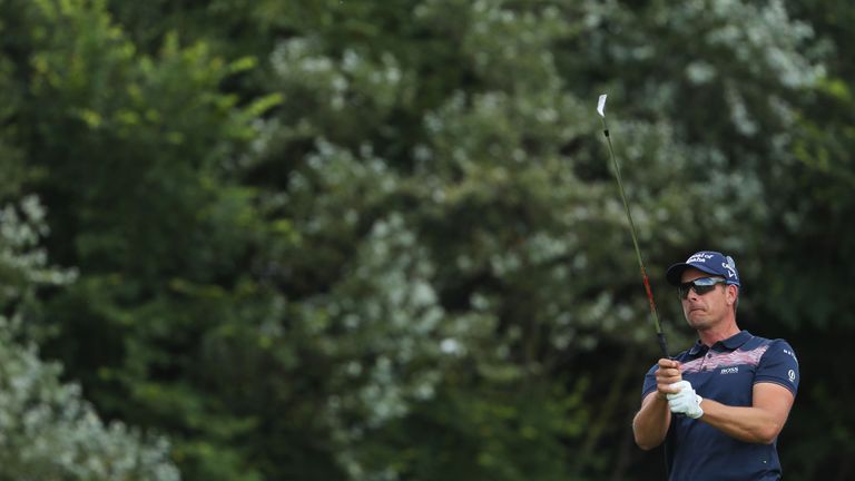 Henrik Stenson of Sweden tees off on the 5th hole during the third round of The 146th Open 