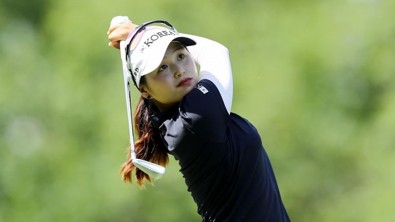 Hye-jin Choi of Korea hits her shot off the fourth tee during the US Women's Open round three