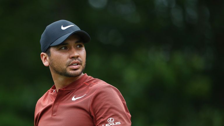 CROMWELL, CT - JUNE 23:  Jason Day of Australia reacts from the 14th tee during the second round of the Travelers Championship at TPC River Highlands on Ju