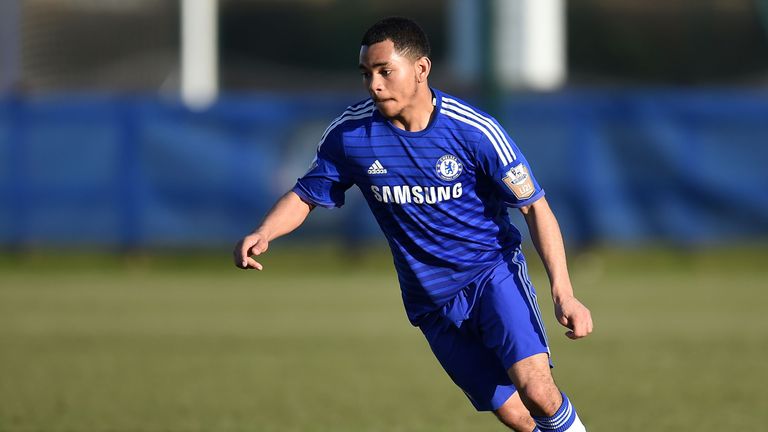COBHAM, ENGLAND - MARCH 10: Jay Dasilva of Chelsea in action during the UEFA Youth League Quarter Final match between Chelsea and Atletico Madrid at Chelse