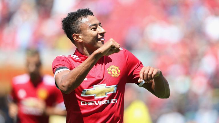 Jesse Lingard celebrates after opening the scoring against Real Madrid