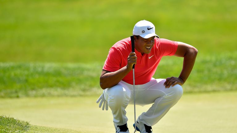 OAKVILLE, ON - JULY 30:  Jhonattan Vegas of Venezuela lines up a putt on the second hole during the final round of the RBC Canadian Open at Glen Abbey Golf