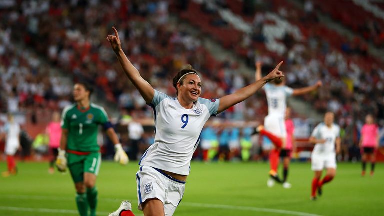 Jodie Taylor celebrates completing her hat-trick