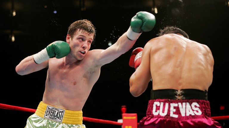 John Duddy of Ireland makes contact with Freddie Cuevas during their middleweight fight on June 10, 2006, at Madison Square Garden.