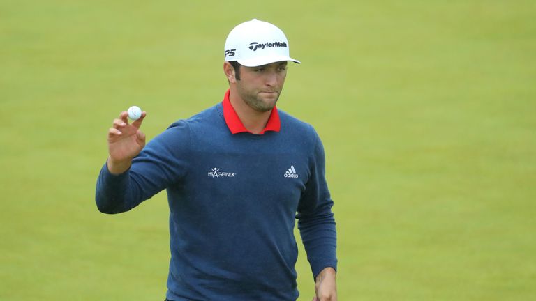 LONDONDERRY, NORTHERN IRELAND - JULY 09:  Jon Rahm of Spain reacts to a putt on the 3rd green during the final round of the Dubai Duty Free Irish Open at P