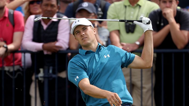 Jordan Spieth of the United States hits his tee shot to the 4th hole during the final round of The 146th Open 