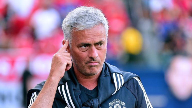 CARSON, CA - JULY 15:  Head Coach Jose Mourinho on the sidelines before the match against the Los Angeles Galaxy at StubHub Center on July 15, 2017 in Cars