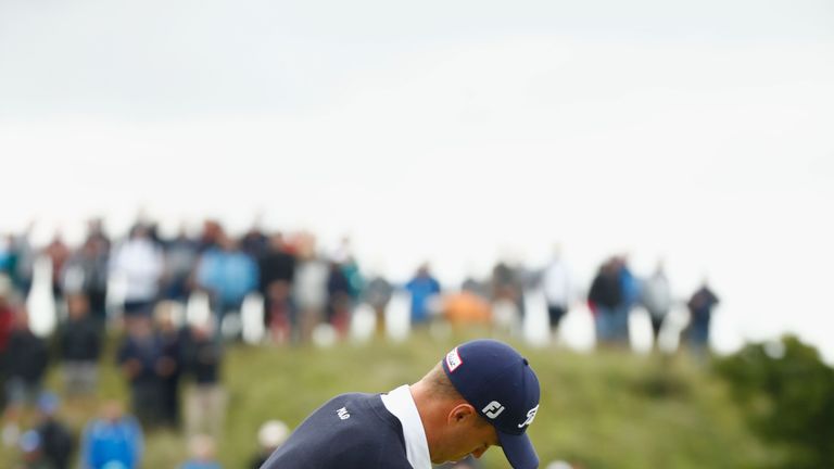 SOUTHPORT, ENGLAND - JULY 20:  Justin Thomas of the United States putts on the 4th green during the first round of the 146th Open Championship at Royal Bir