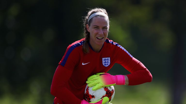 UTRECHT, NETHERLANDS - JULY 18:  Goalkeeper, Karen Bardsley of the England women's national team in action during a training session, on the eve of their U