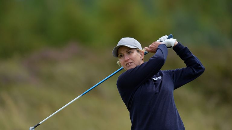 TROON, SCOTLAND - JULY 30: Karrie Webb of Australia plays her tee shot at the 2nd hole during the final day of the Aberdeen Asset Management Ladies Scottis