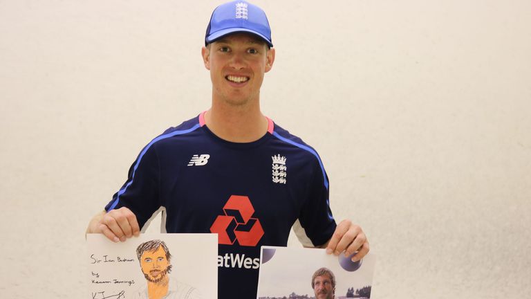 Keaton Jennings and his sketch of Sir Ian Botham in his pomp!