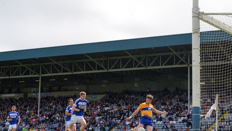 Keelan Sexton of Clare shoots to score his side's second goal of the game during the GAA Football All-Ireland Senior Championship Round 2A match