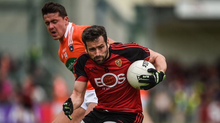 4 June 2017; Kevin McKernan of Down in action against Stefan Campbell of Armagh during the Ulster GAA Football Senior Championship Quarter-Final