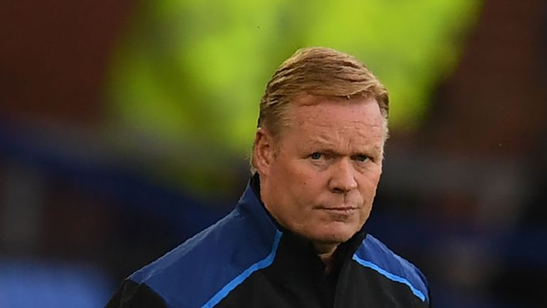 Everton's Dutch manager Ronald Koeman looks on during the UEFA Europa League third qualifying round, Game 1 match between Everton and Ruzomberok at Goodiso