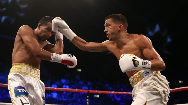 Lee Selby (right) in action against Jonathan Victor Barros during their IBF World featherweight title at Wembley Arena, London.