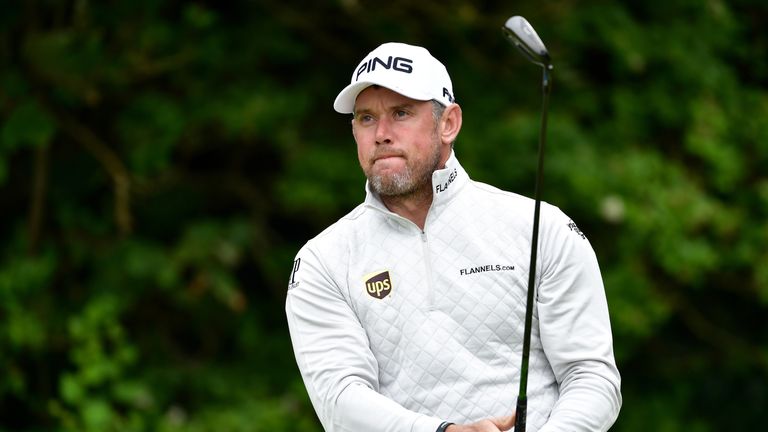 Lee Westwood of England hits his tee shot on the 5th hole during the second round of The 146th Open 