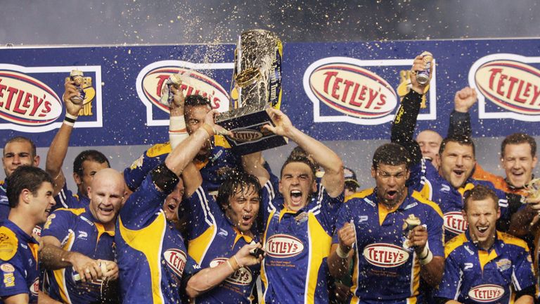 Leeds Rhinos celebrate victory after the winning the 2004 Grand Final.
