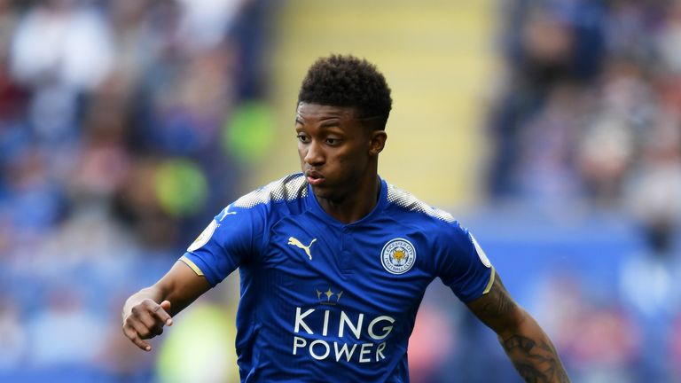 Demarai Gray in action during the Premier League match between Leicester City and Bournemouth