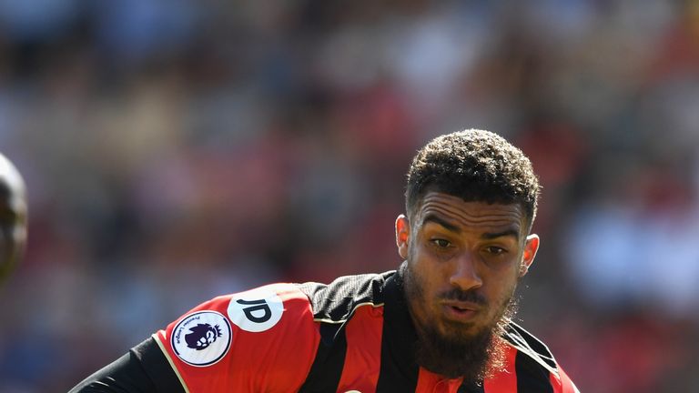 BOURNEMOUTH, ENGLAND - AUGUST 14:  Lewis Grabban of AFC Bournemouth in action during the Premier League match between AFC Bournemouth and Manchester United