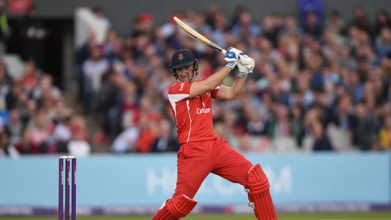 Liam Livingstone batting during the NatWest T20 Blast match against Lancashire Lightning and Yorkshire