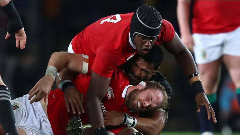 Jerome Kaino was yellow carded for this tackle on Alun Wyn Jones