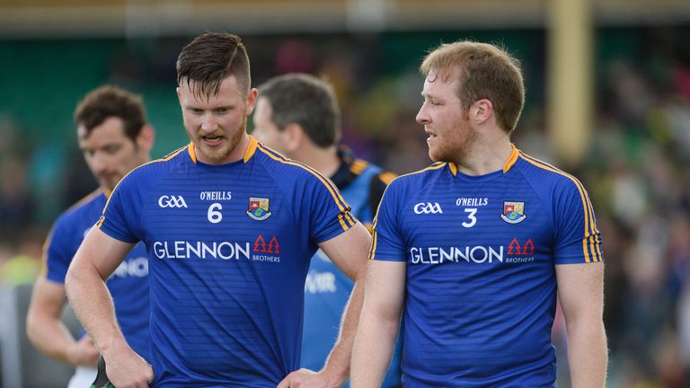 A disappointed Michael Quinn and Padraig McCormack of Longford after the GAA Football All-Ireland Senior Championship Round 2A match