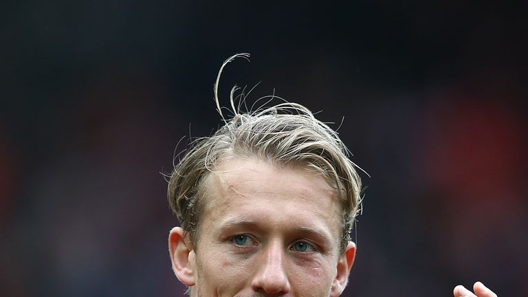 LIVERPOOL, ENGLAND - MAY 21:  Lucas Leiva of Liverpool applauds the fans during the Premier League match between Liverpool and Middlesbrough at Anfield on 