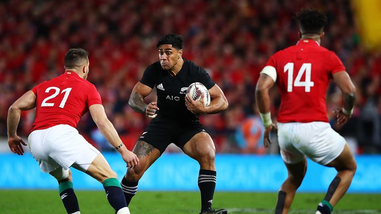 AUCKLAND, NEW ZEALAND - JULY 08:  Malakai Fekitoa of the All Blacks charges forward during the Test match between the New Zealand All Blacks and the Britis