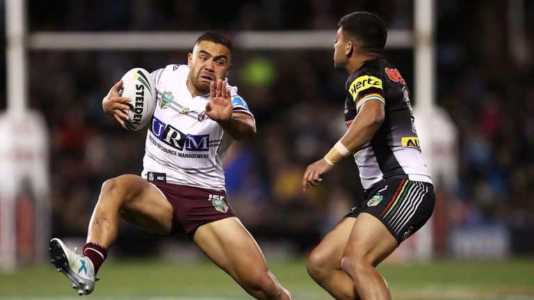 Sea Eagles' Dylan Walker in action against the Penrith Panthers