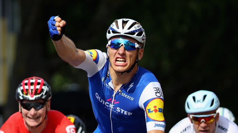 Marcel Kittel of Germany and Team Quick-Step Floors celebrates winning stage six of the Tour de France