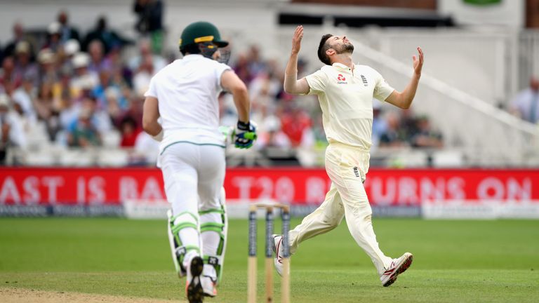 Mark Wood shows his disappointment on day three
