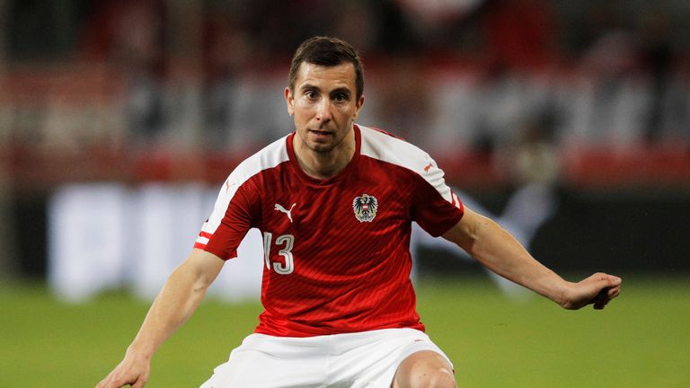 Markus Suttner playing for Austria on March 28, 2017 in Innsbruck, Austria.