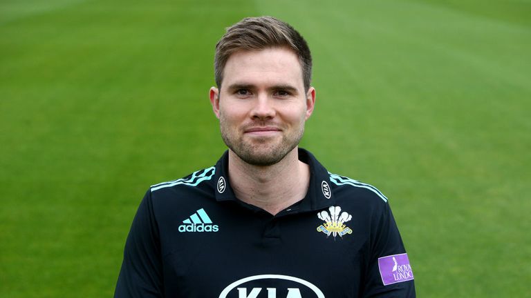 LONDON, ENGLAND - APRIL 04: Mathew Pillans poses in the Royal London One-Day Cup kit during the Surrey CCC Photocall at The Kia Oval on April 4, 2017 in Lo