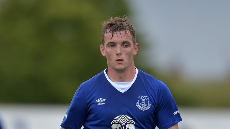 LURGAN, NORTHERN IRELAND - JULY 18:  Michael Donohue of Everton during the Glenavon v Everton u-21 friendly game at Mourneview Park on July 18, 2015 in Lur
