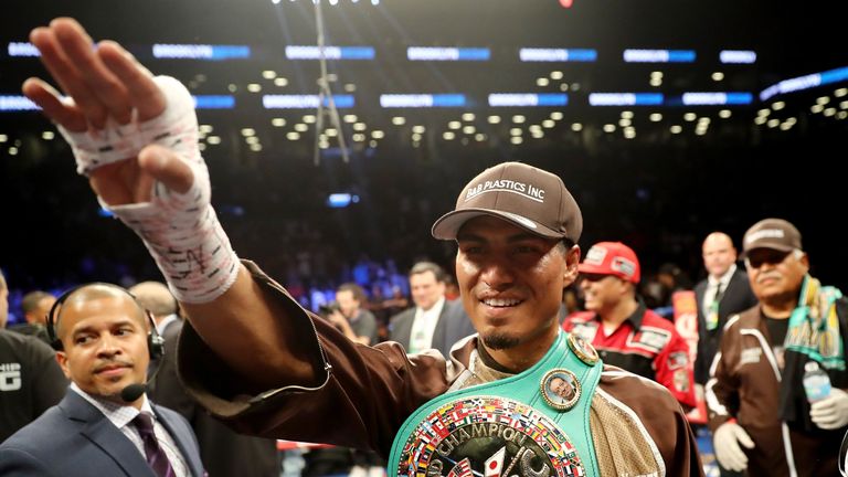 BROOKLYN, NY - JULY 29:  Mikey Garcia celebrates his win over Adrien Broner during their Junior Welterwight bout on July 29, 2017 at the Barclays Center in