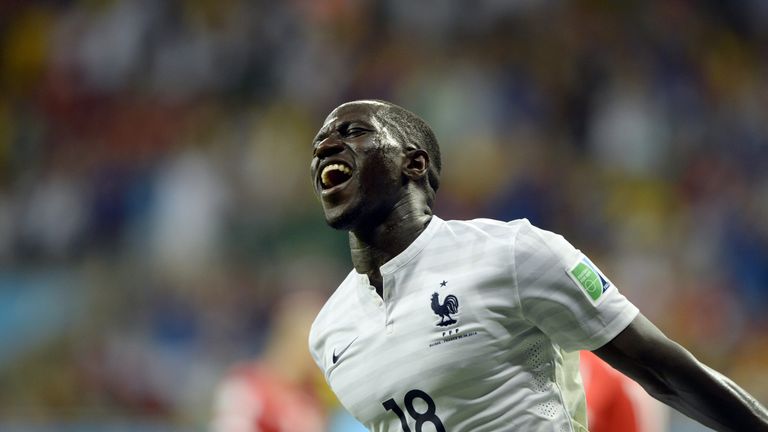 France's midfielder Moussa Sissoko celebrates scoring his team's fifth goal during a Group E football match