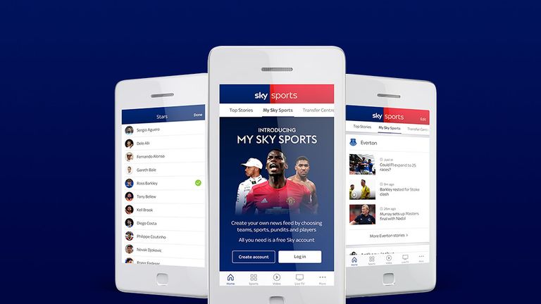 Sky Sports app 'My Sky Sports' feature
